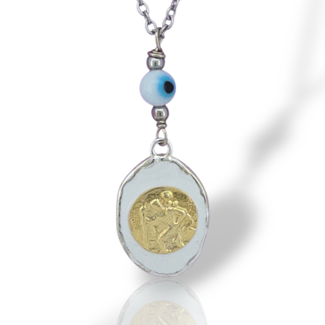 Φυλαχτό αυτοκινήτου Αγ. Χριστόφορος απο ασήμι 925° (code L0082236)